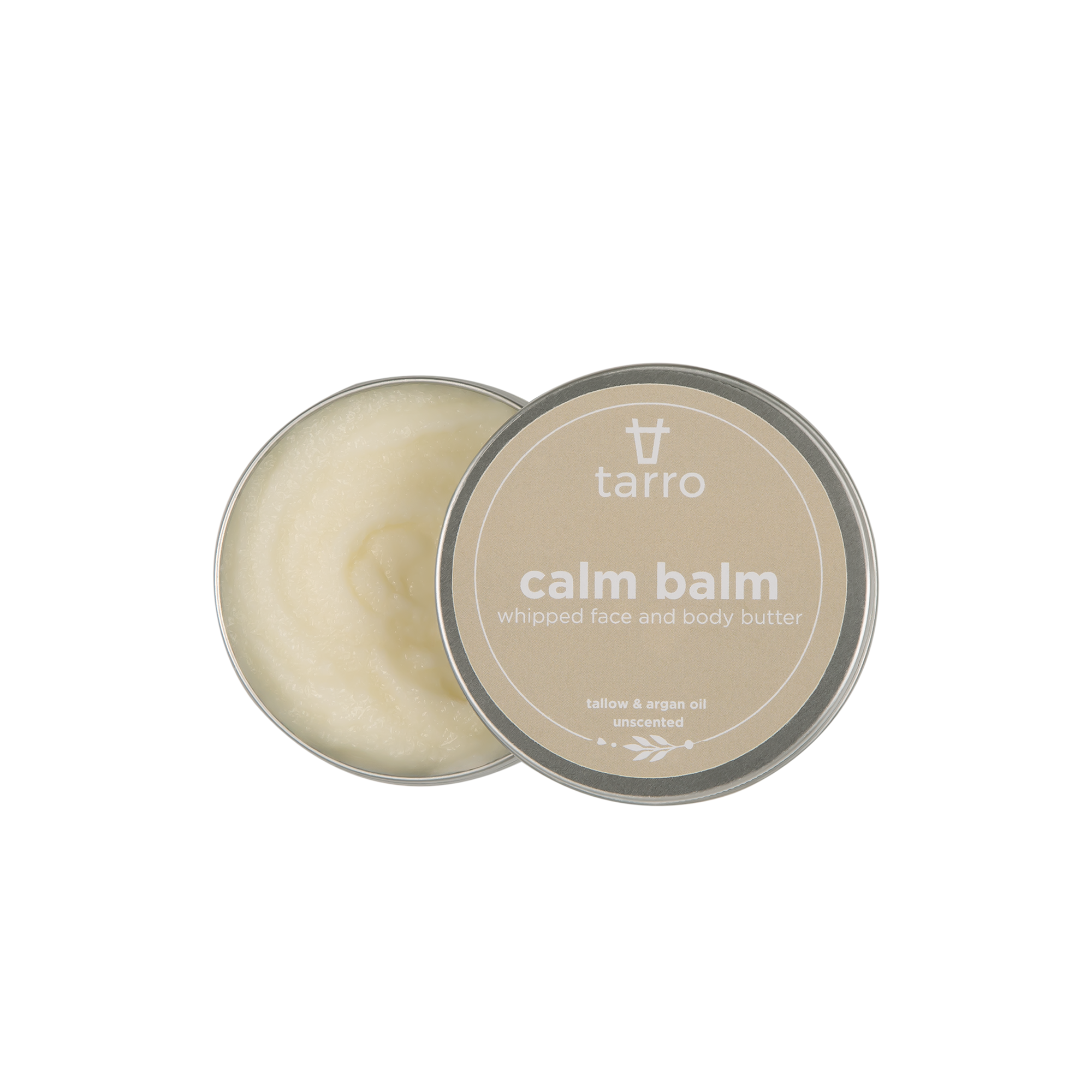 Tarro Calm Balm, 80g tin, tallow and argan oil face and body balm, handcrafted in Hertfordshire

